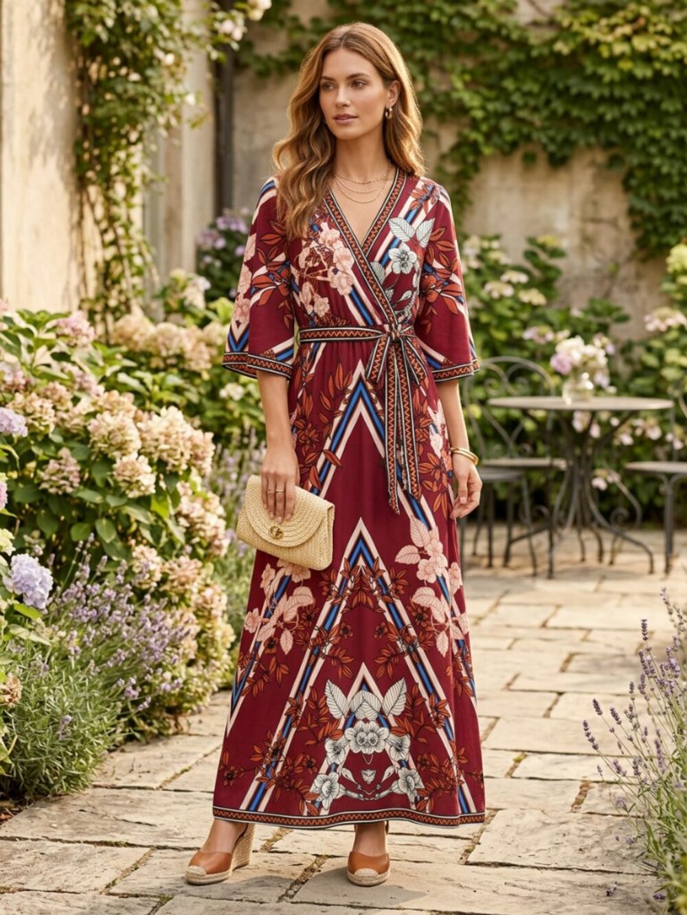 Flying Tomato Maroon Floral Flutter Sleeve Maxi SIze M